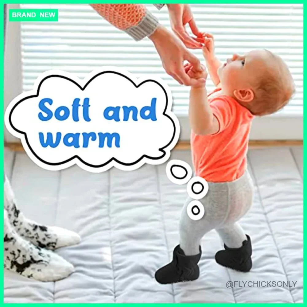 Fleece Baby Booties with Non-Slip Soles, Adjustable Velcro, 6-12 Months